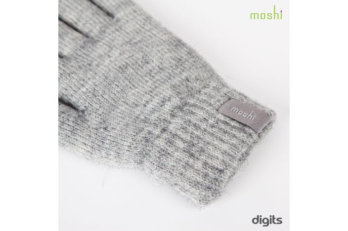 Moshi Digits Touch Gloves - Elegante, stylische Handschuhe zur Bedienung von Touchscreens, 10-Finger tauglich - Grösse M/S - Hellgrau