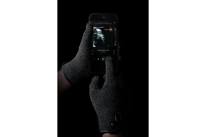 Mujjo Single Layerd Touchscreen Gloves - Warme und angenehme Premium-Handschuhe mit Lederrand zur Bedienung von Touchscreens, 10-Finger tauglich - Grösse L - Schwarz