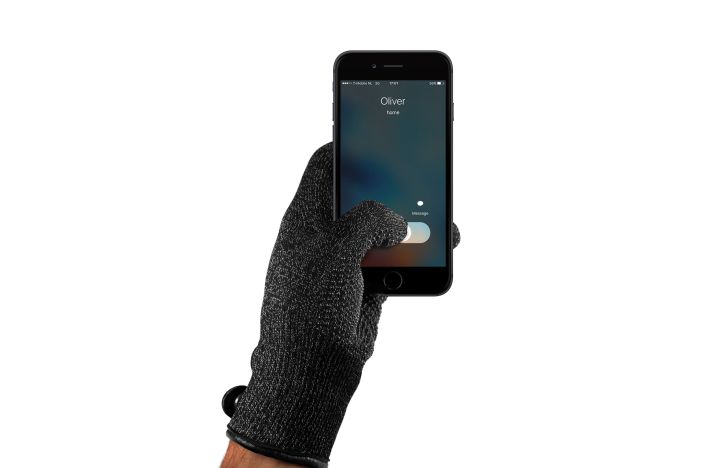 Mujjo Single Layerd Touchscreen Gloves - Warme und angenehme Premium-Handschuhe mit Lederrand zur Bedienung von Touchscreens, 10-Finger tauglich - Grösse S - Schwarz
