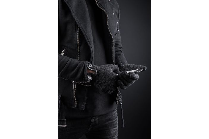 Mujjo Single Layerd Touchscreen Gloves - Warme und angenehme Premium-Handschuhe mit Lederrand zur Bedienung von Touchscreens, 10-Finger tauglich - Grösse S - Schwarz